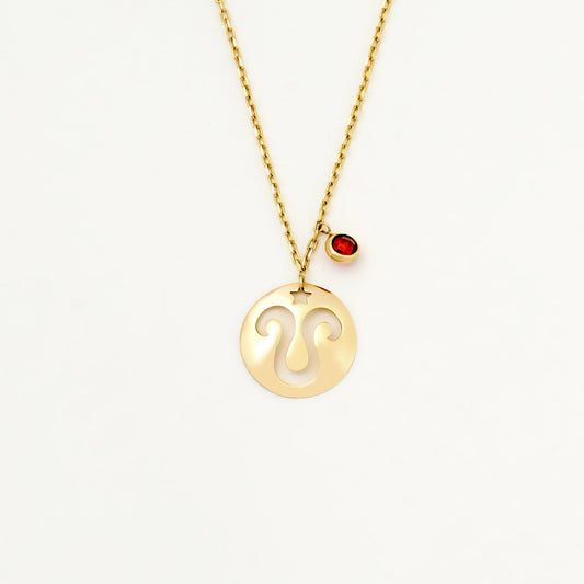 Aries Disc Necklace With Birthstone